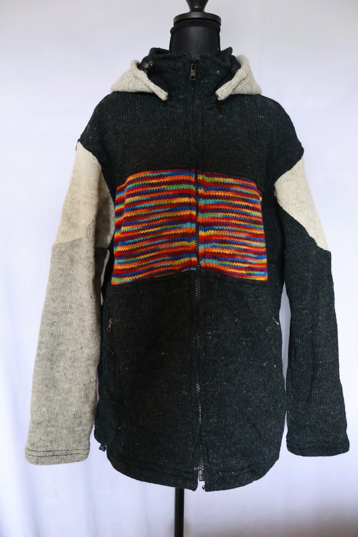 Wool Fleece Lined Jacket - Rainbow Stripe Patch