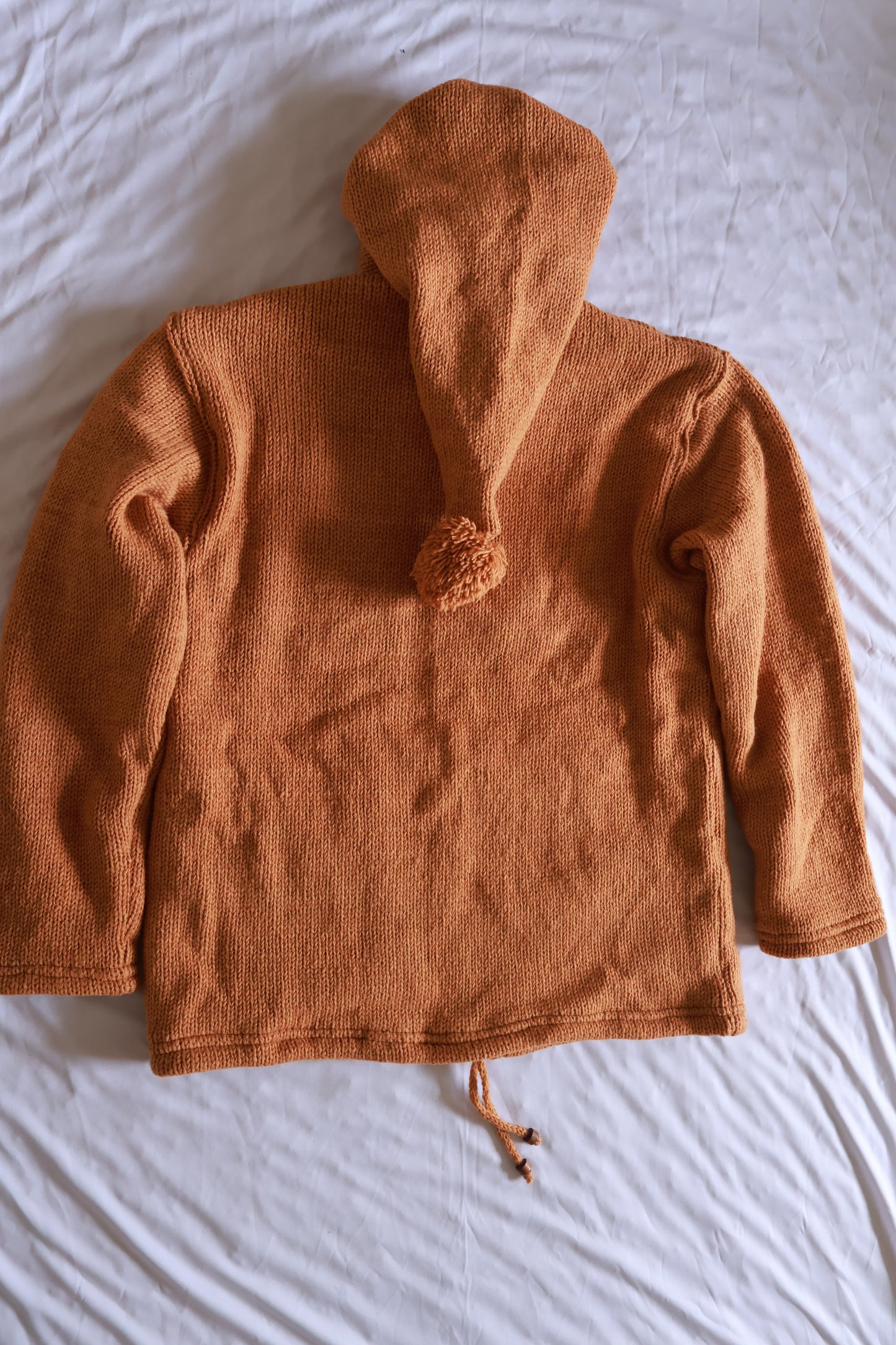 Wool Fleece Lined Jacket - Solid Color - Long Hood