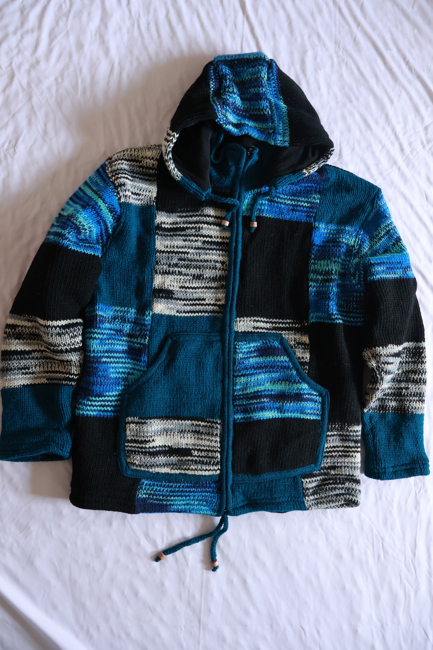 Wool Fleece Lined Jacket - Patchwork Blue