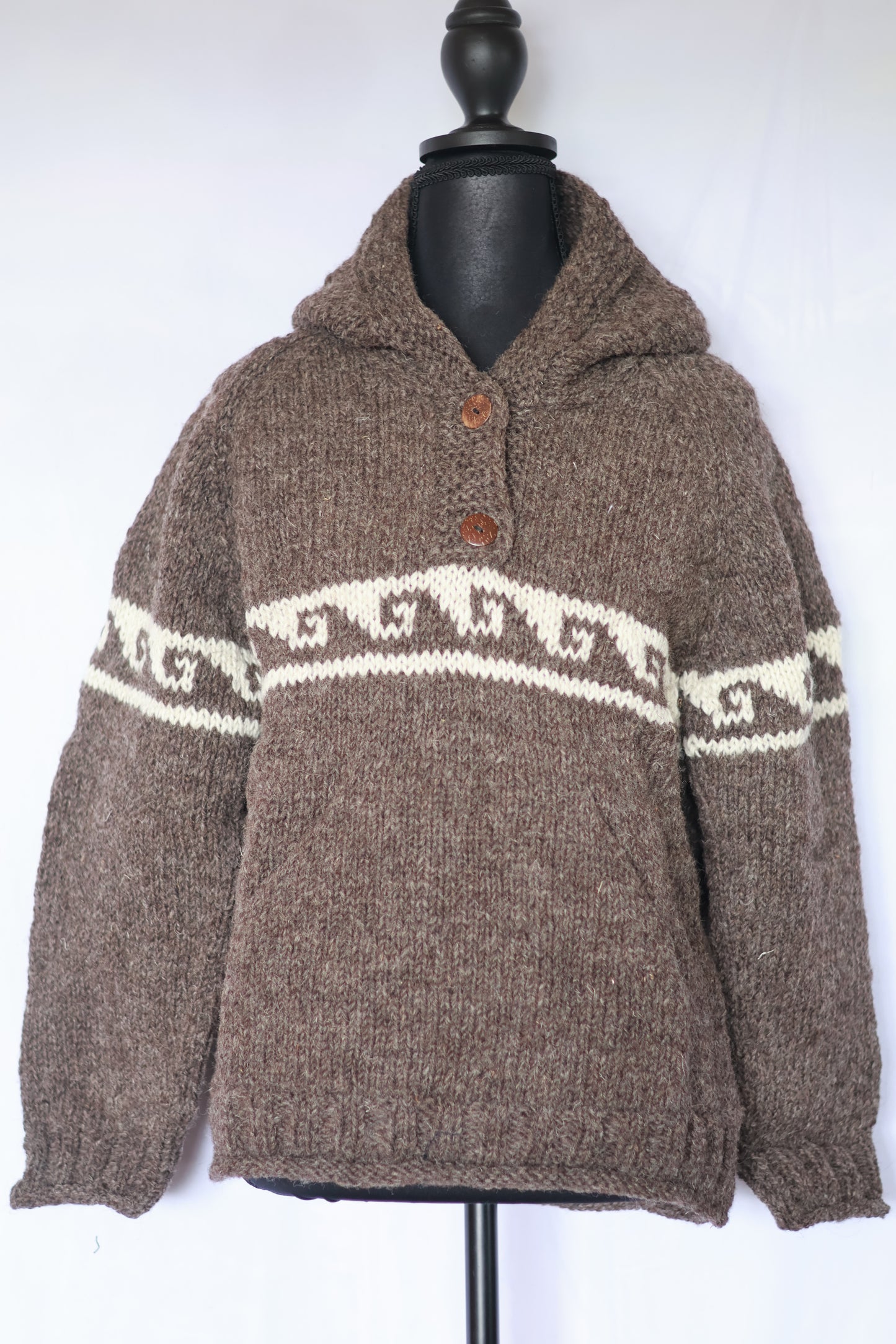 Wool Hoodie - Wave Pattern