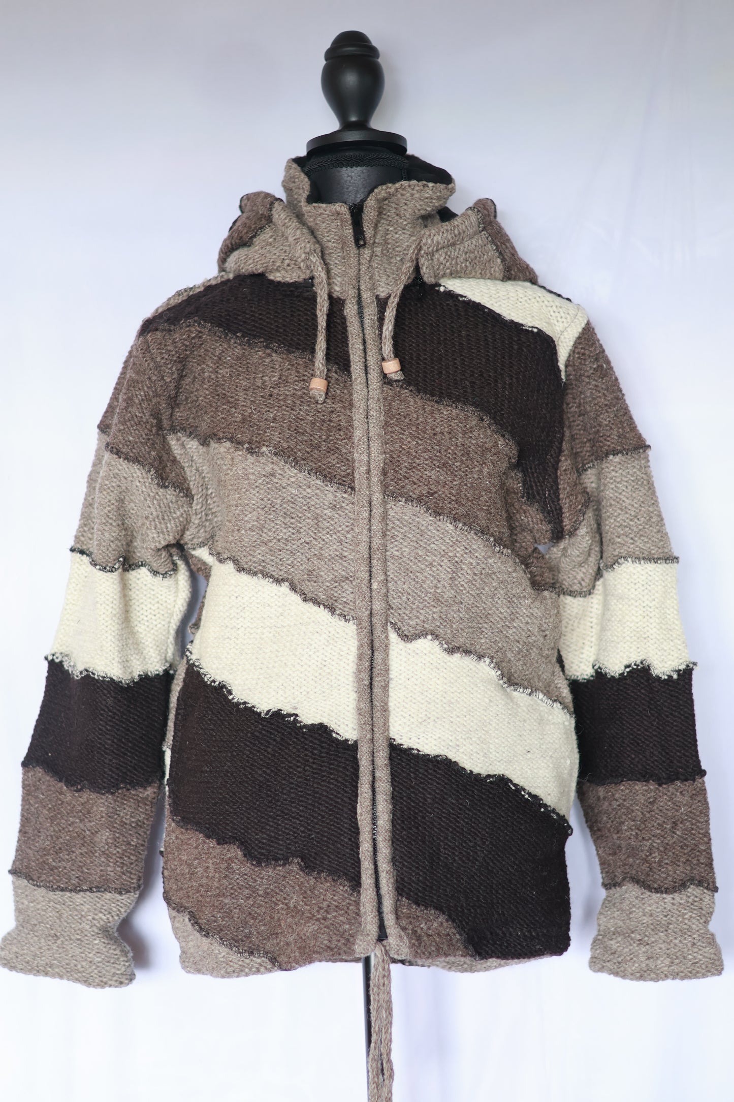 Wool Fleece Lined Jacket - Diagonal Stripes