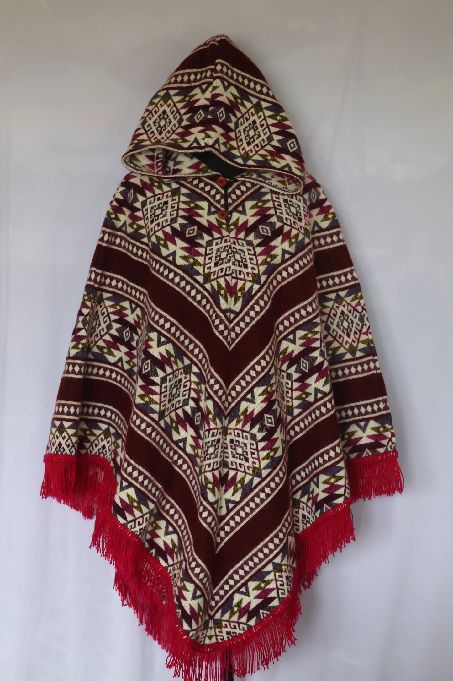 Hooded V Shape Poncho