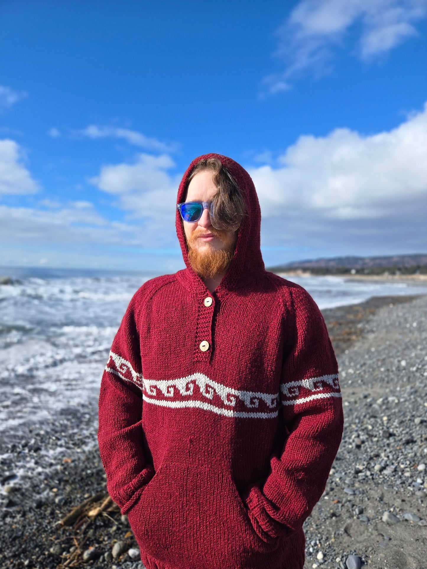 Wool Hoodie - Wave Pattern