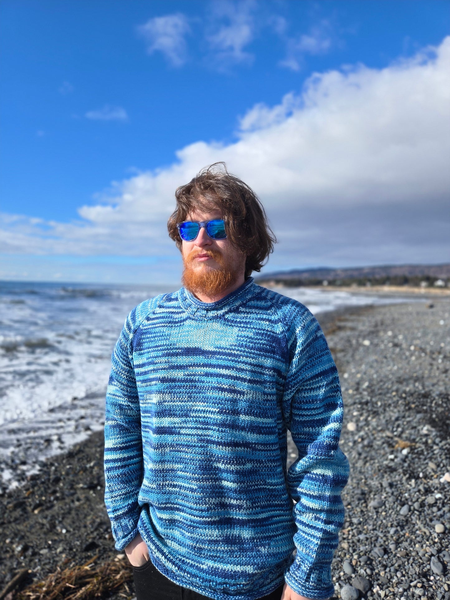 Roll Neck Sweater - Tie Dye Stripes