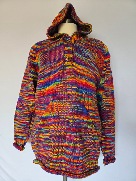 Wool Hoodie - Tie Dye Stripes