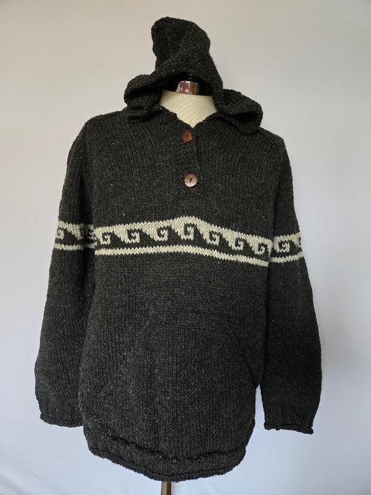 Wool Hoodie - Wave Pattern