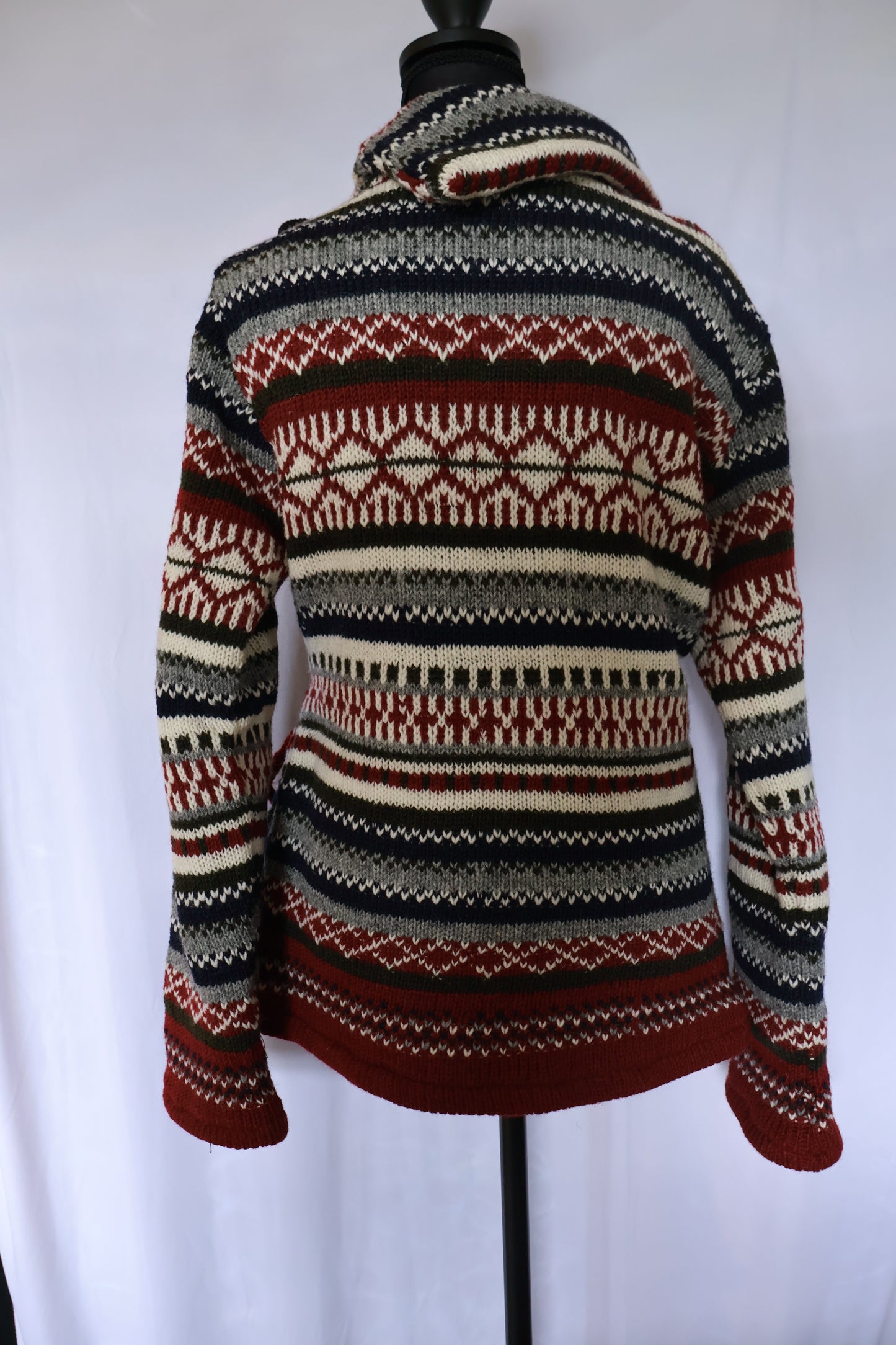 Asymmetric Wool Sweater with Side Tie - Fleece Lined