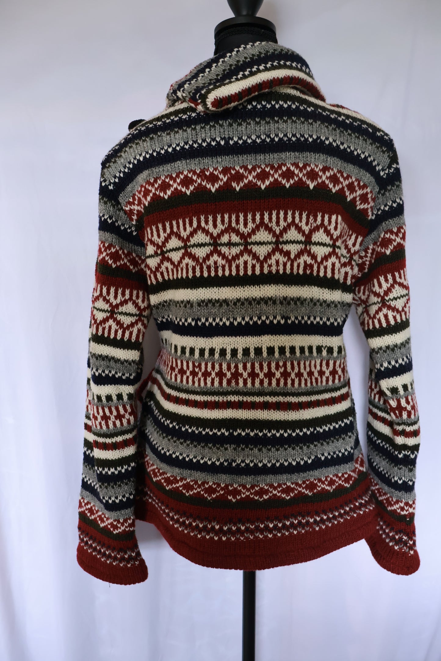 Asymmetric Wool Sweater with Side Tie - Fleece Lined