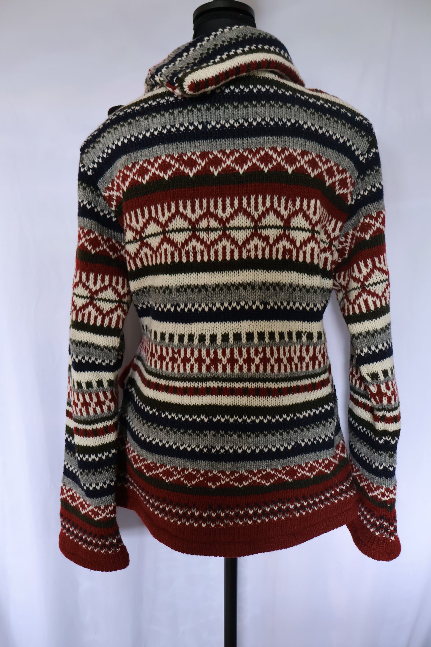 Asymmetric Wool Sweater with Side Tie - Fleece Lined