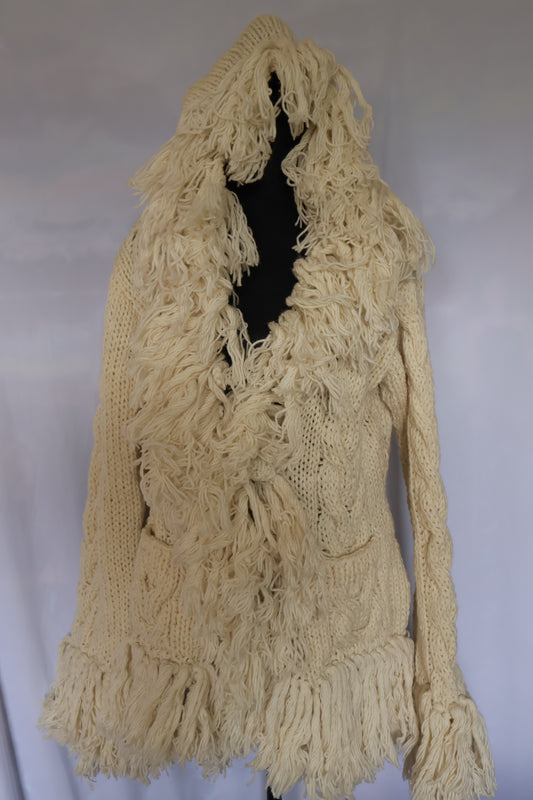 Chunky Knit Cardigan with Fringe