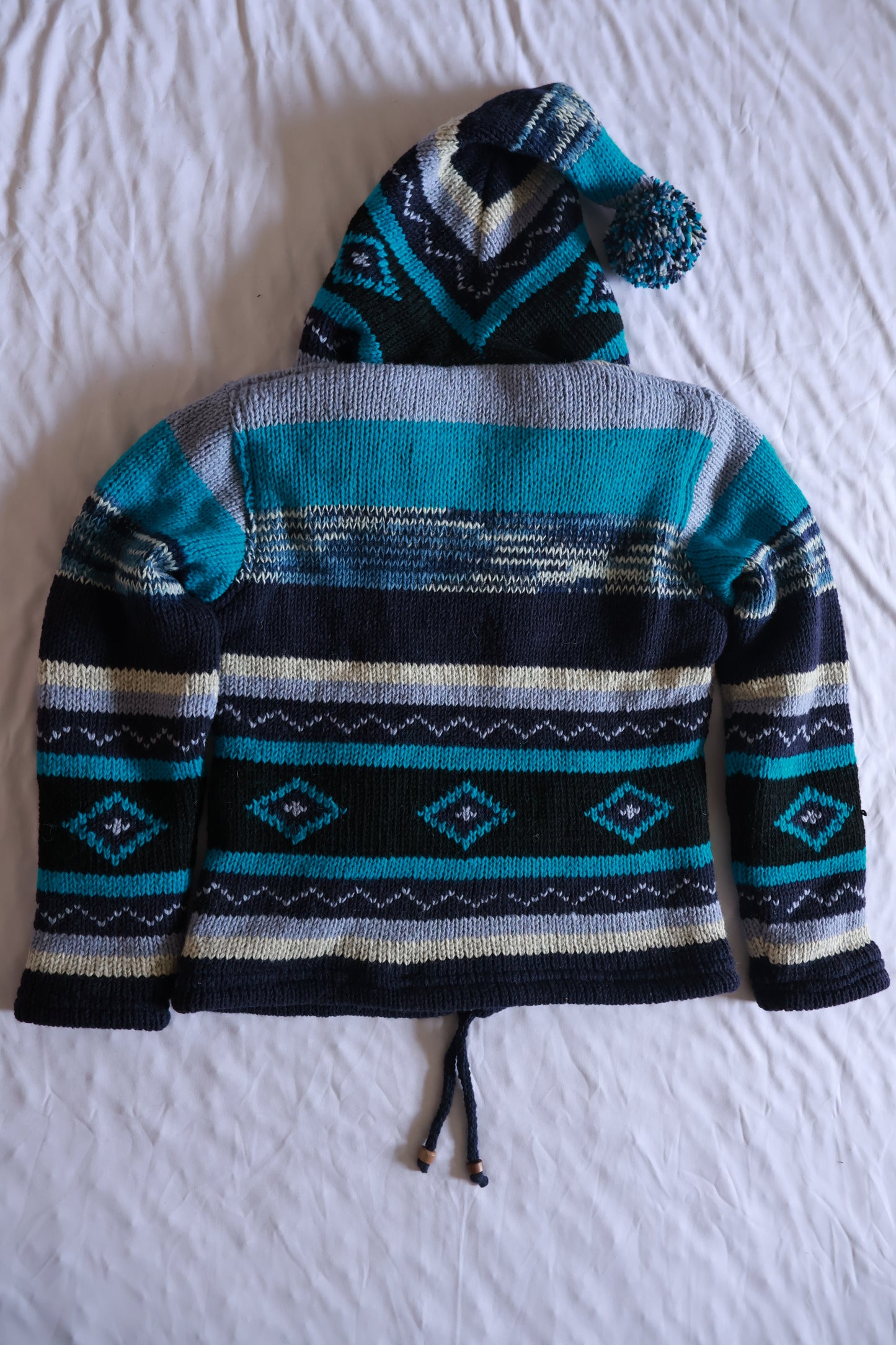 Wool Fleece Lined Jacket - Big Stripes - Long Hood