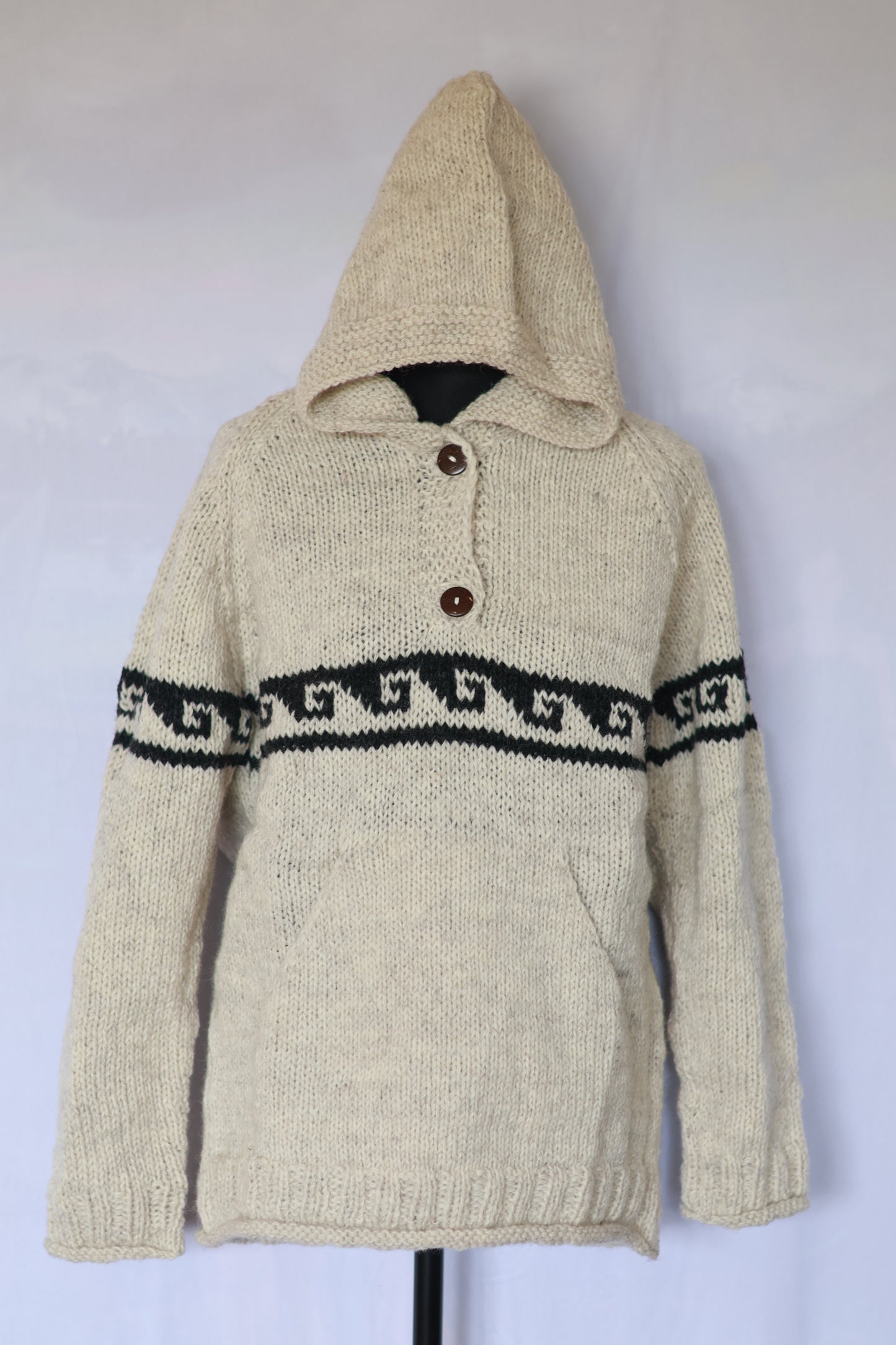 Wool Hoodie - Wave Pattern
