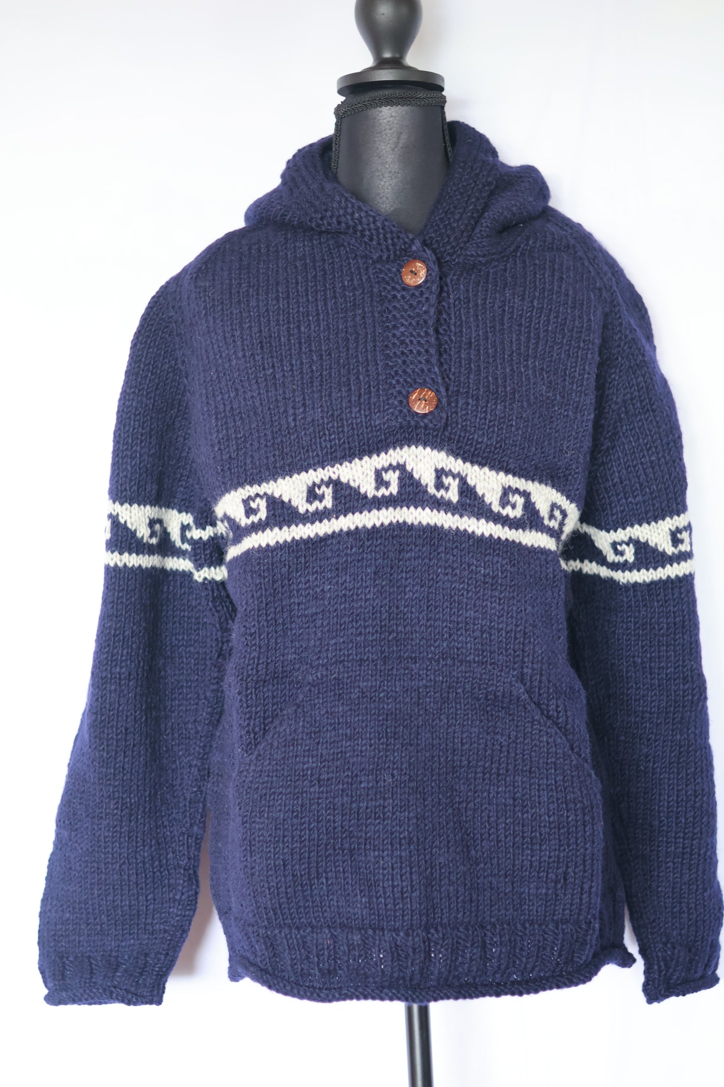 Wool Hoodie - Wave Pattern