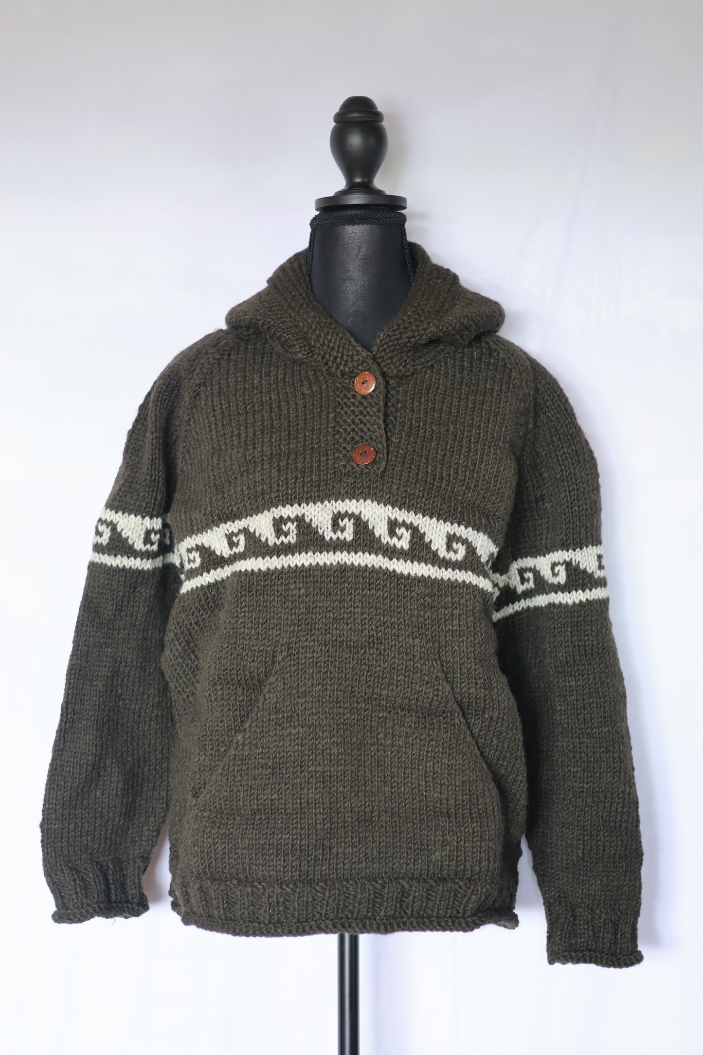 Wool Hoodie - Wave Pattern