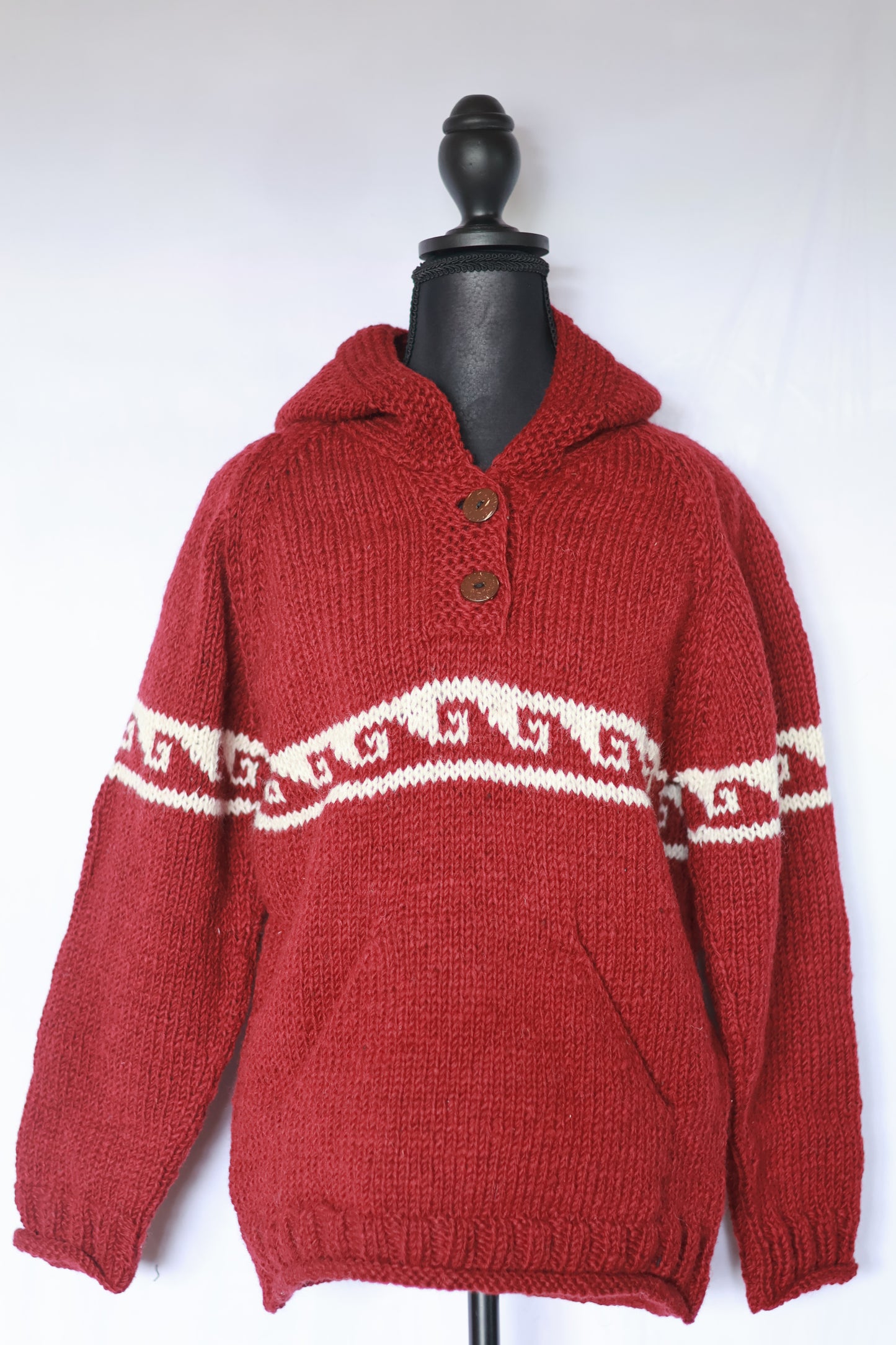 Wool Hoodie - Wave Pattern