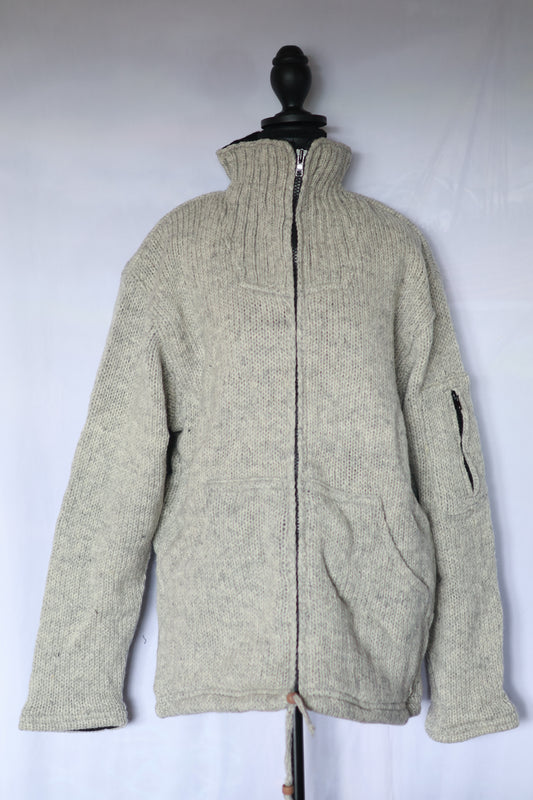 Wool Fleece Lined Jacket - Mock Neck
