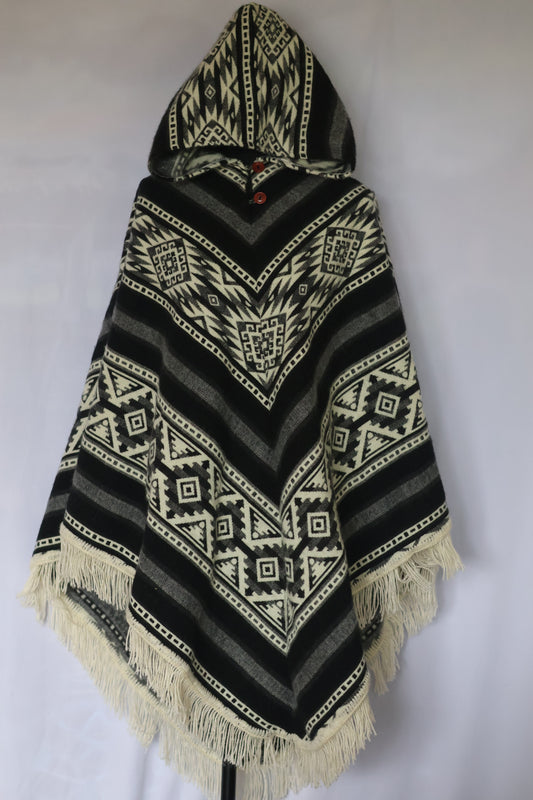 Hooded V Shape Poncho
