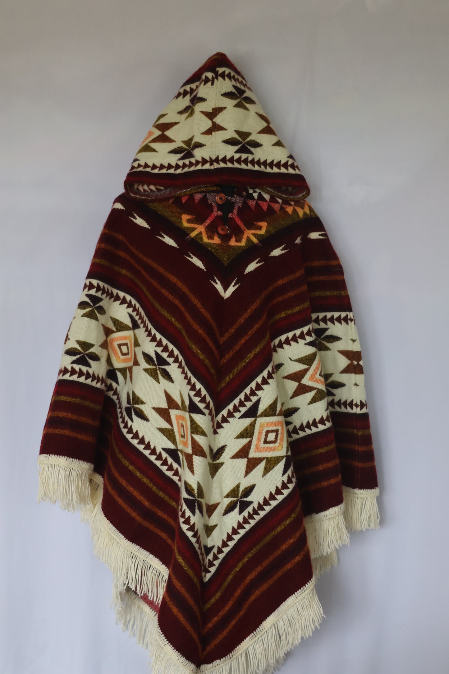Hooded V Shape Poncho