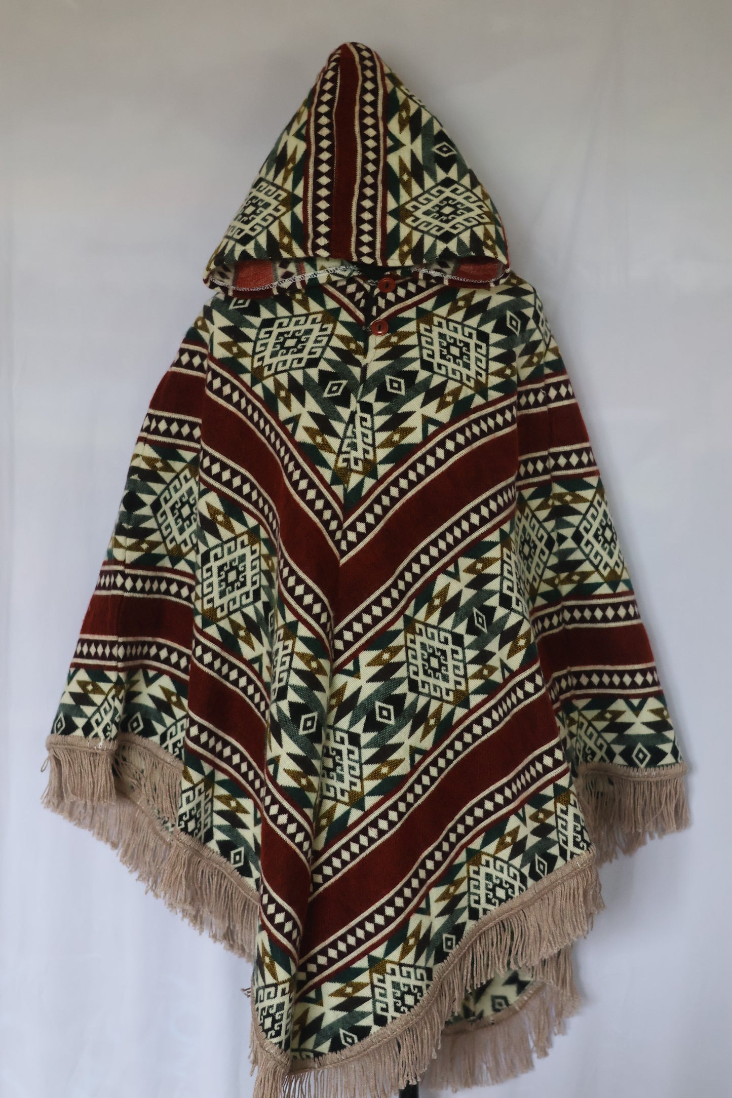 Hooded V Shape Poncho