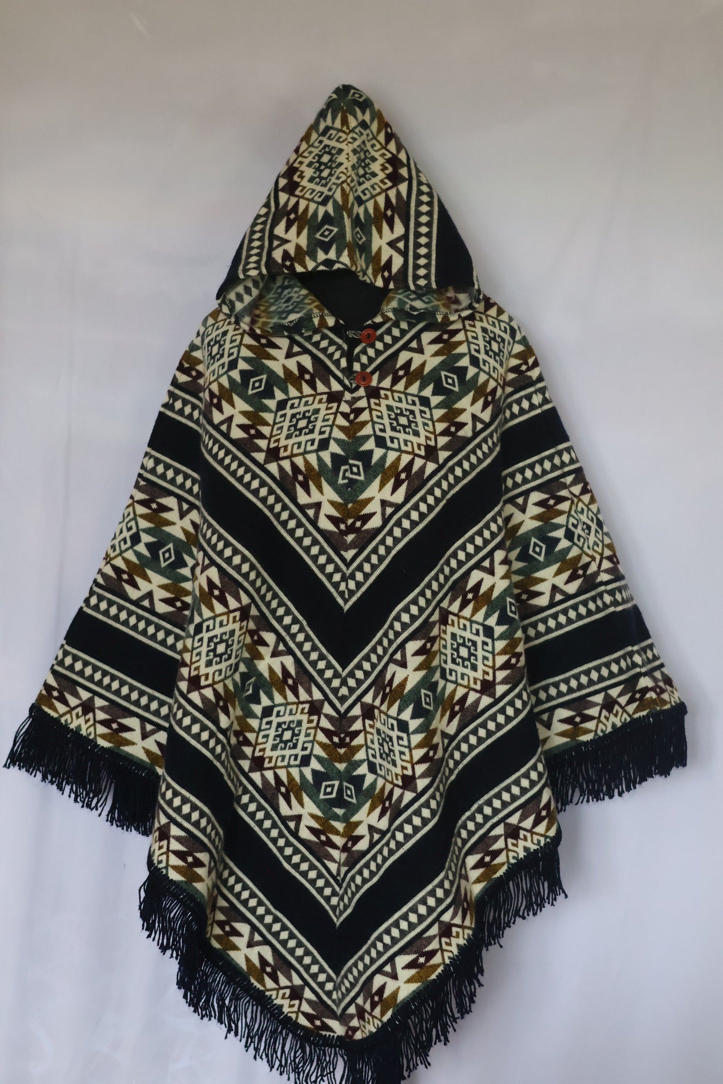 Hooded V Shape Poncho