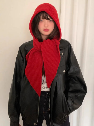Women's Wool Hat & Scarf Set – Knit Neck Warmer with Earmuffs