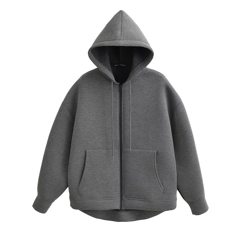 Oversized Zip-Up Hoodie – Women's Unisex High Street Outerwear