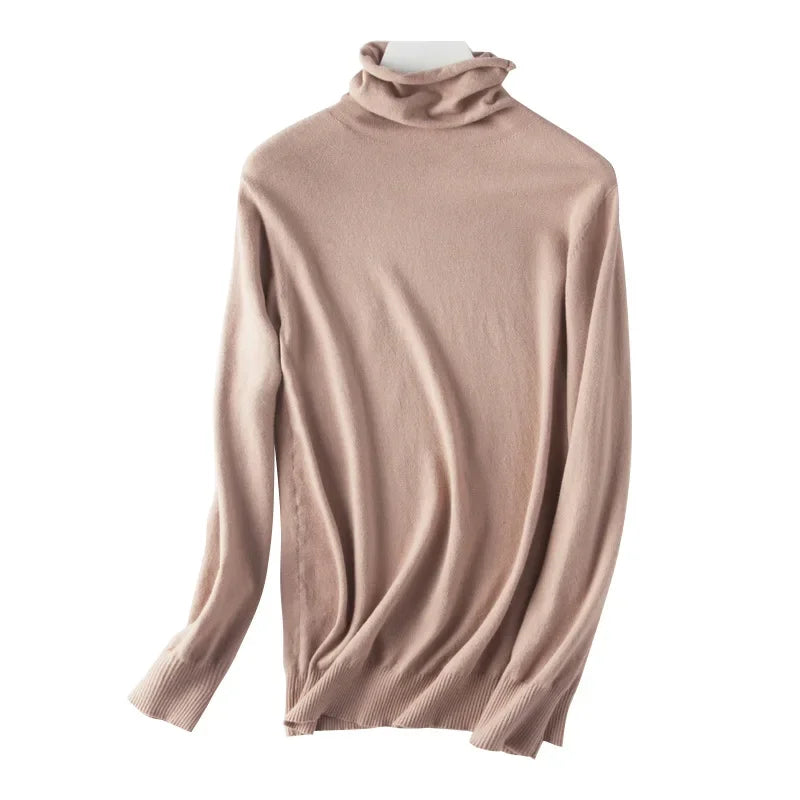 Turtleneck Slim-Fit Women's Sweater – Korean Knit Pullover Jumper