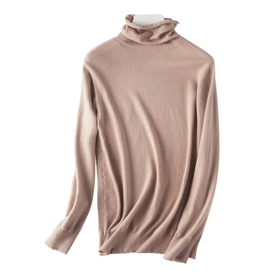 Turtleneck Slim-Fit Women's Sweater – Korean Knit Pullover Jumper