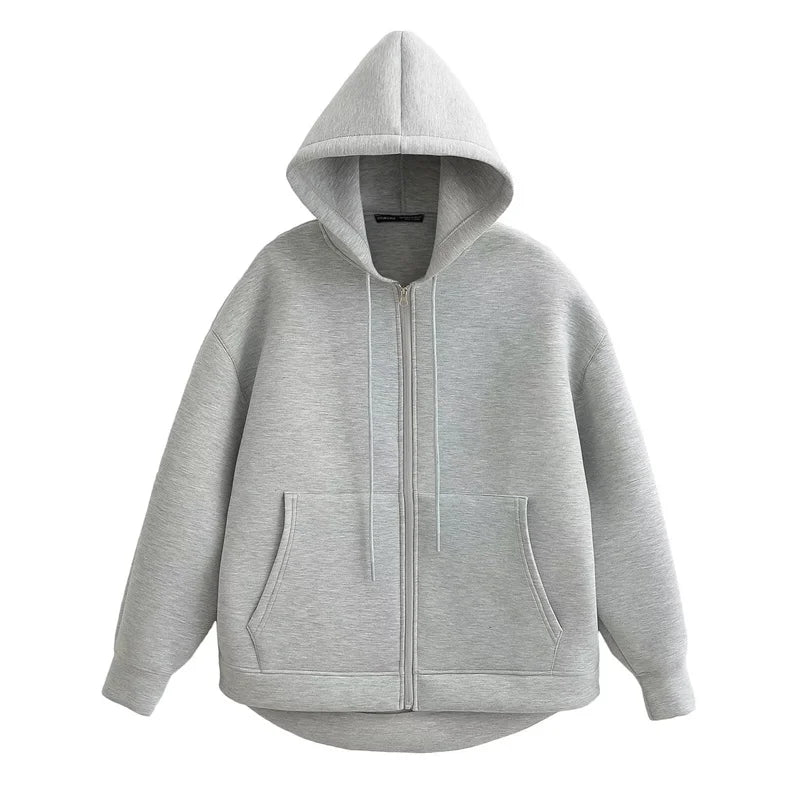 Oversized Zip-Up Hoodie – Women's Unisex High Street Outerwear