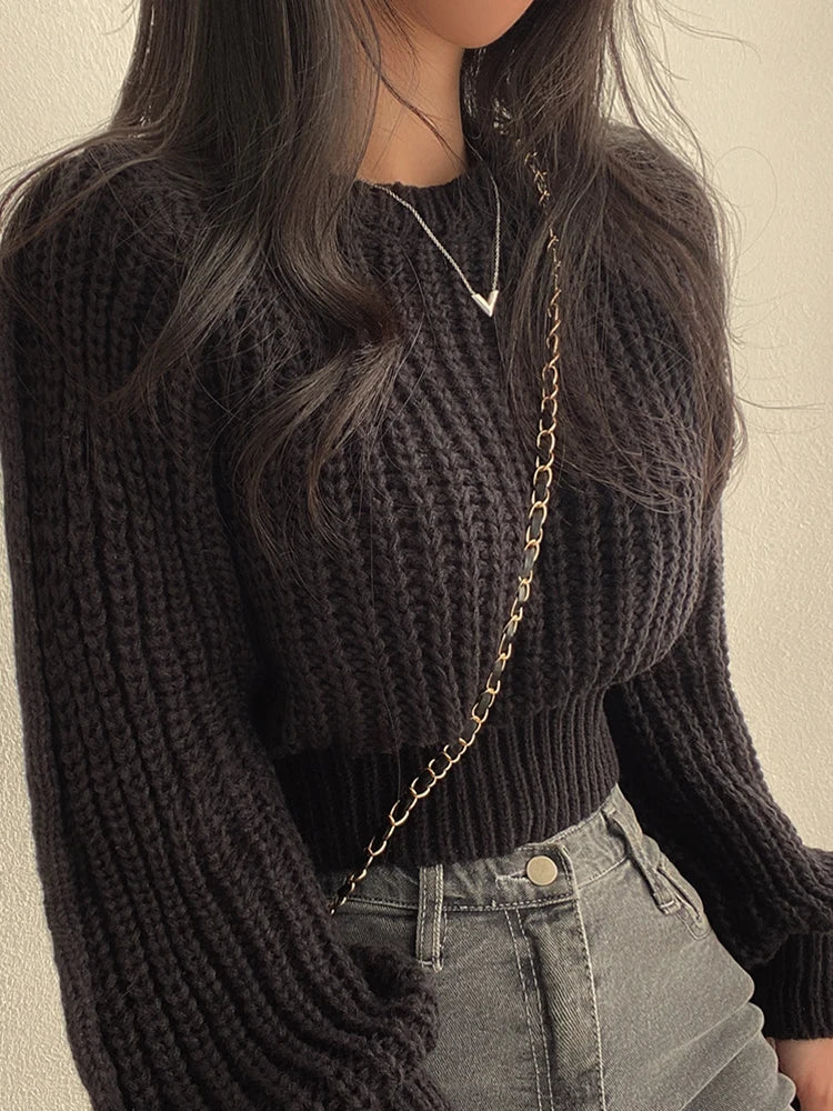 Loose Vintage Harajuku Lantern Sleeve Women's Sweater – Korean Knitwear