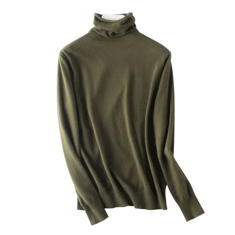 Turtleneck Slim-Fit Women's Sweater – Korean Knit Pullover Jumper