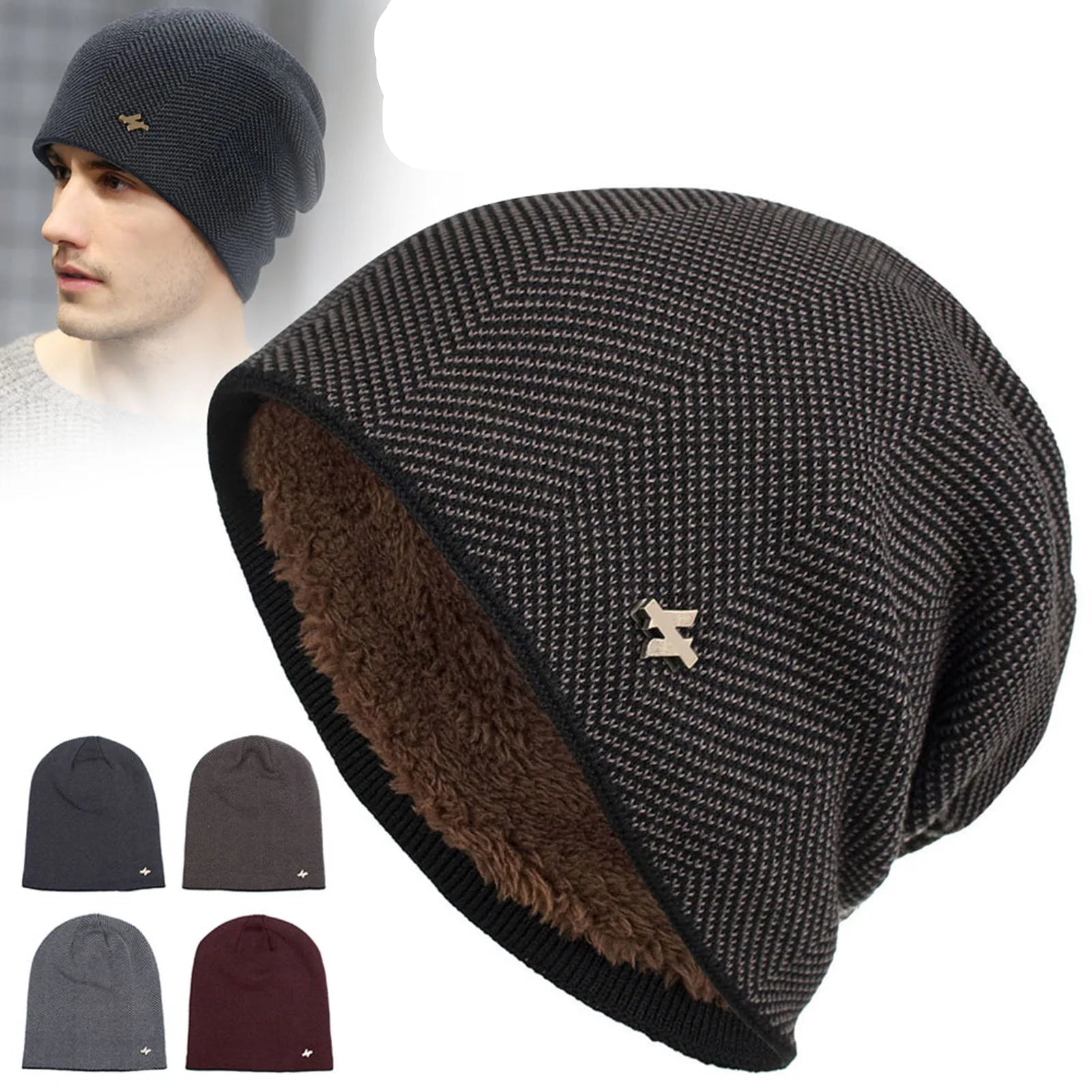 Fleece-Lined Winter Knit Beanie – Unisex Warm Snow Cap