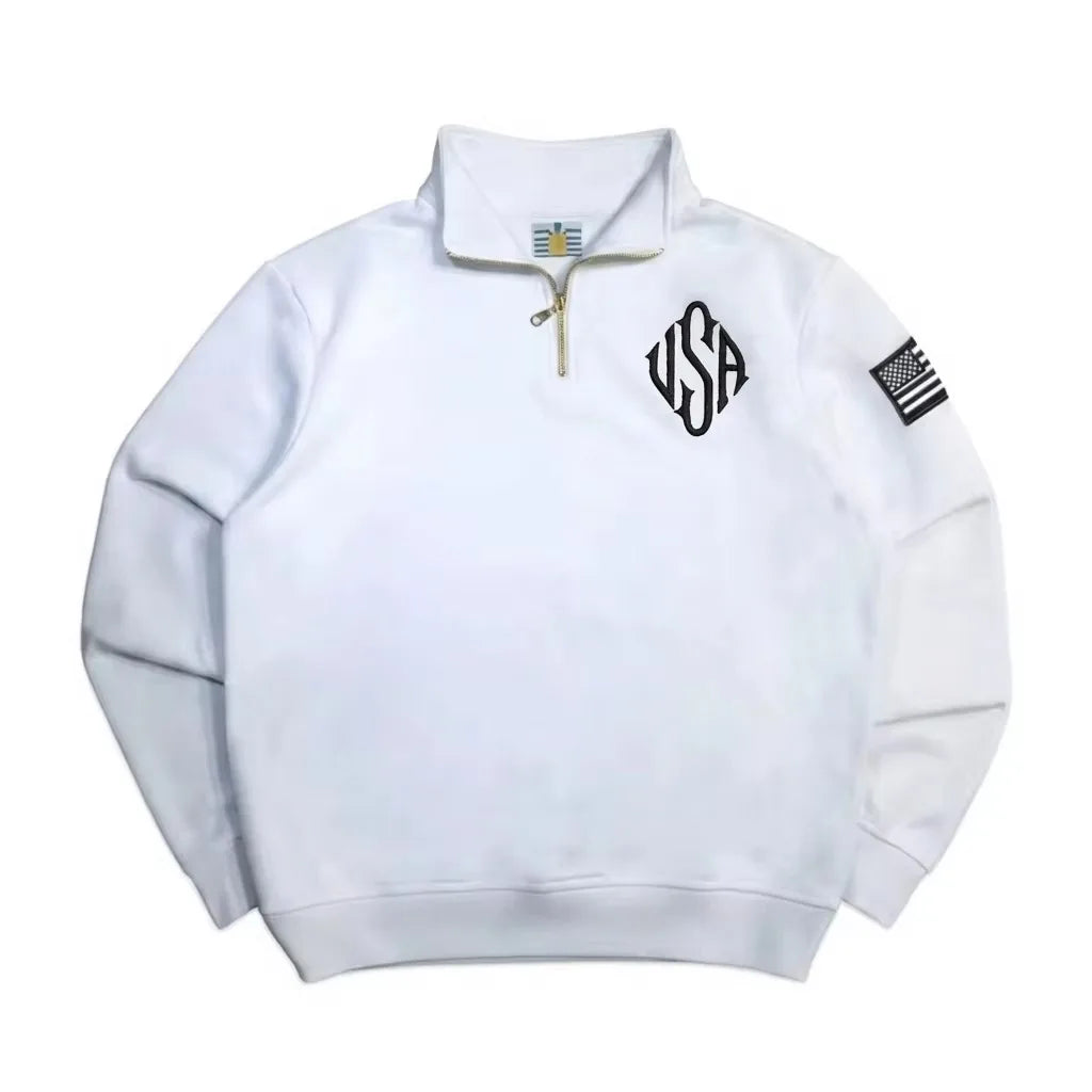 Quarter-Zip Pullover Hoodie – Unisex Vintage Streetwear Sweatshirt