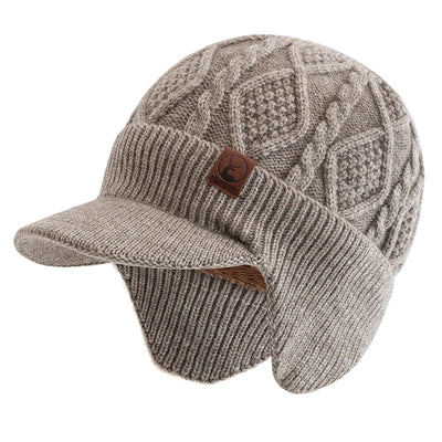 Unisex Fur-Lined Earflap Beanie – Thick Ski Knit Hat