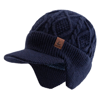 Unisex Fur-Lined Earflap Beanie – Thick Ski Knit Hat