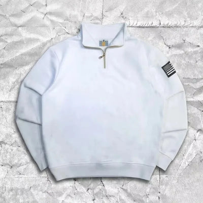 Quarter-Zip Pullover Hoodie – Unisex Vintage Streetwear Sweatshirt