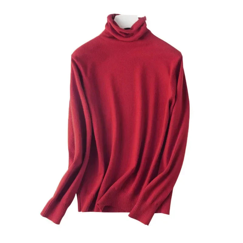Turtleneck Slim-Fit Women's Sweater – Korean Knit Pullover Jumper