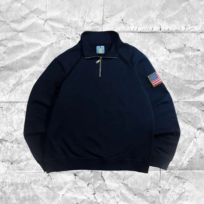 Quarter-Zip Pullover Hoodie – Unisex Vintage Streetwear Sweatshirt