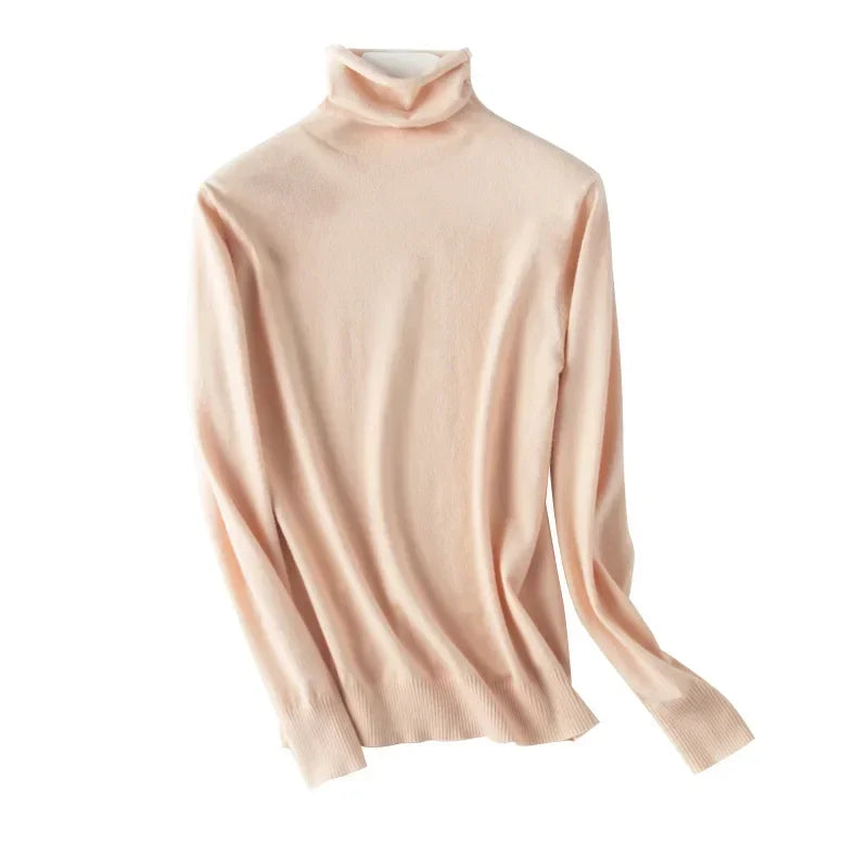 Turtleneck Slim-Fit Women's Sweater – Korean Knit Pullover Jumper