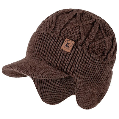 Unisex Fur-Lined Earflap Beanie – Thick Ski Knit Hat