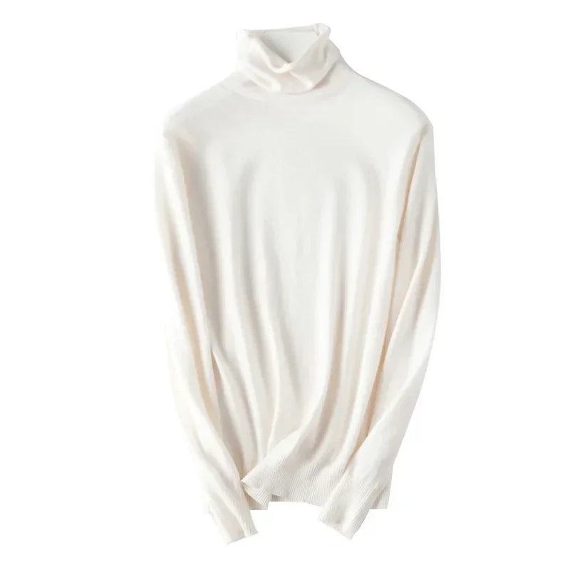 Turtleneck Slim-Fit Women's Sweater – Korean Knit Pullover Jumper