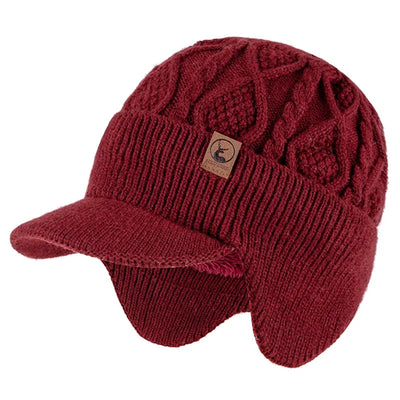 Unisex Fur-Lined Earflap Beanie – Thick Ski Knit Hat