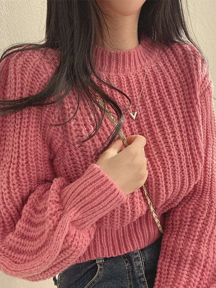 Loose Vintage Harajuku Lantern Sleeve Women's Sweater – Korean Knitwear