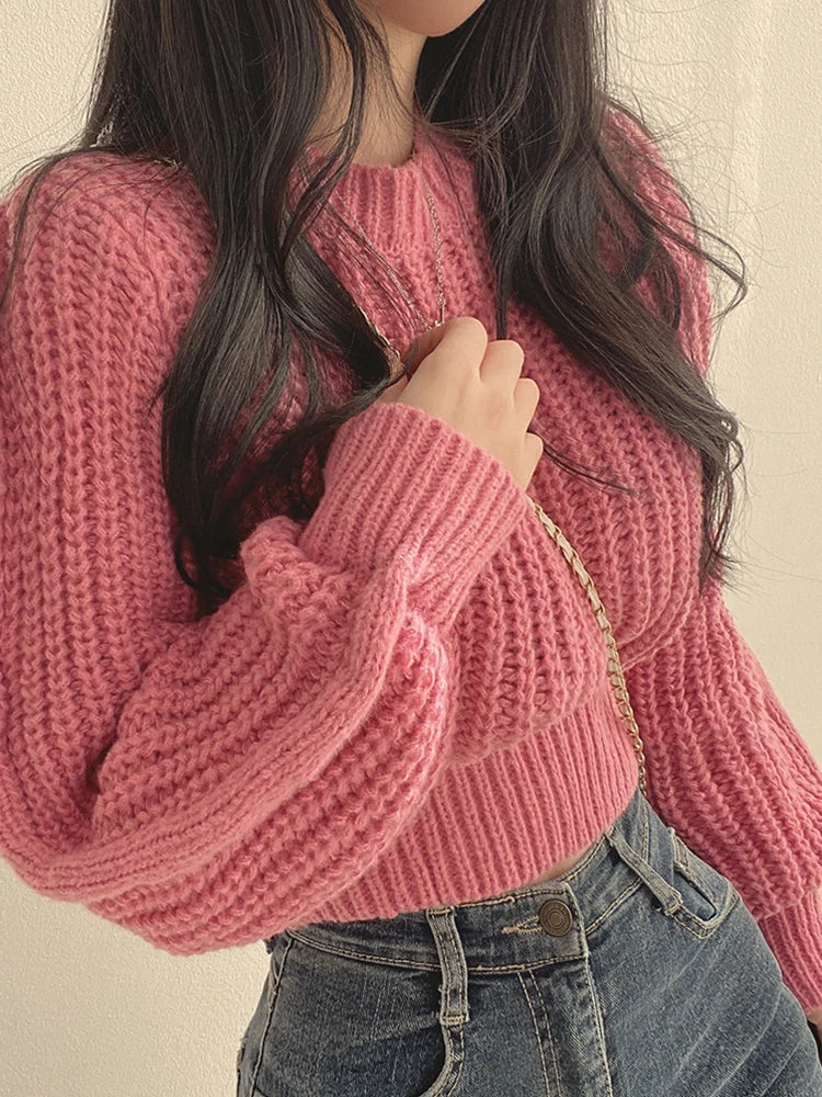 Loose Vintage Harajuku Lantern Sleeve Women's Sweater – Korean Knitwear