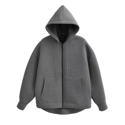 Women's Loose Zip-Up Hoodie Jacket – Big Pocket Casual Outerwear