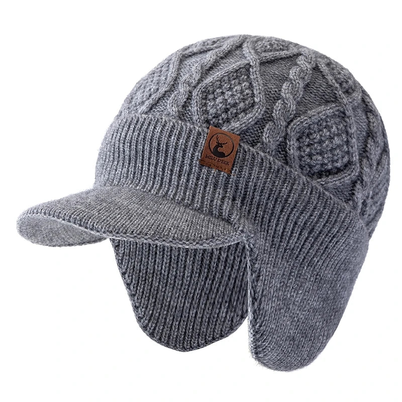 Unisex Fur-Lined Earflap Beanie – Thick Ski Knit Hat