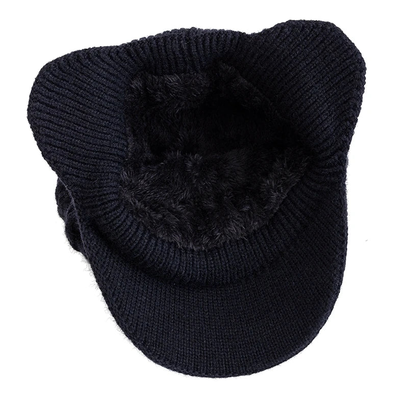 Unisex Fur-Lined Earflap Beanie – Thick Ski Knit Hat