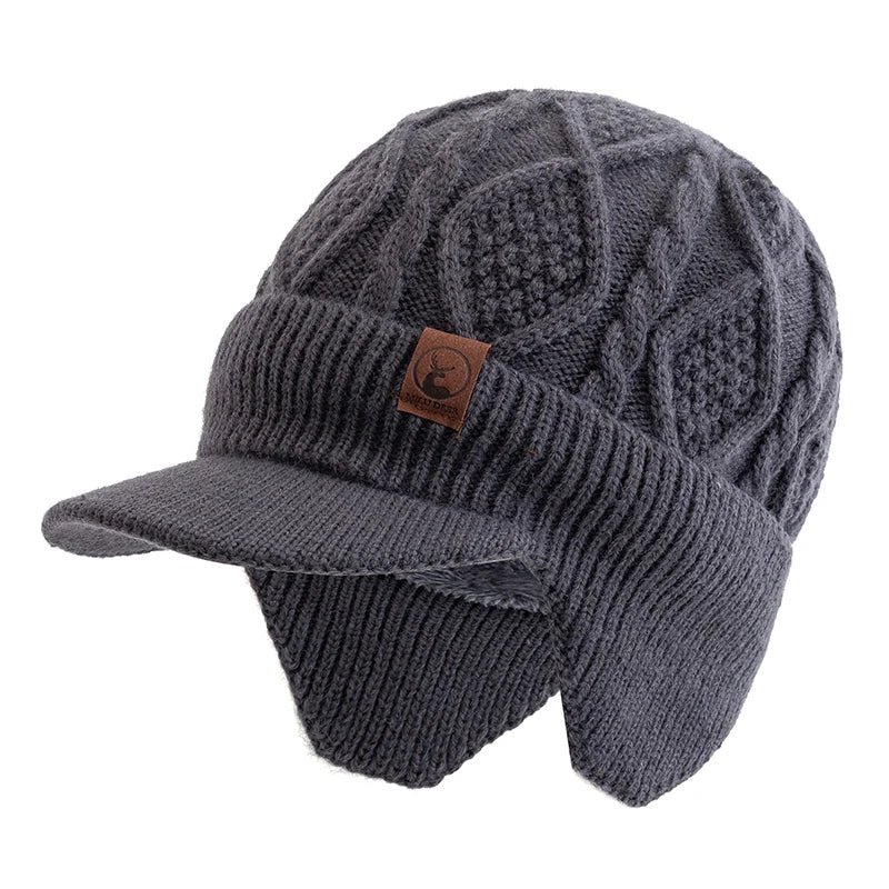 Unisex Fur-Lined Earflap Beanie – Thick Ski Knit Hat