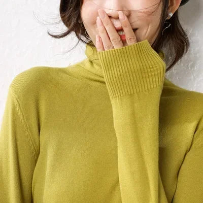 Turtleneck Slim-Fit Women's Sweater – Korean Knit Pullover Jumper