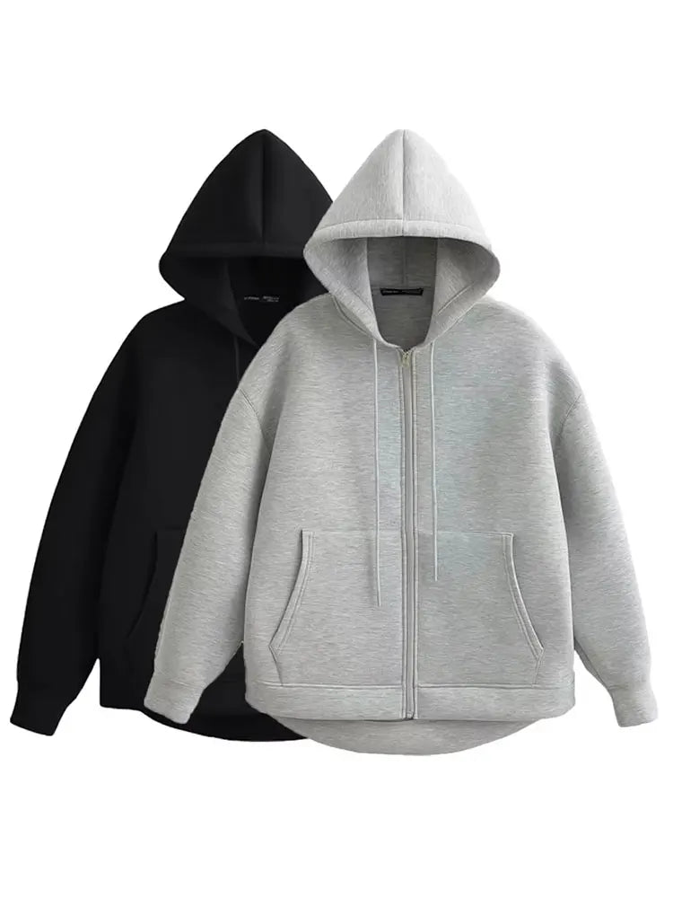 Women's Oversized Zip Hoodie Jacket – Chic Office Casual Outerwear